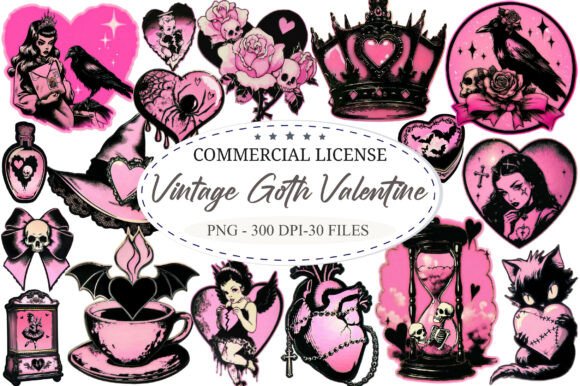 Download Vintage Goth Valentine Gothic Clip Art - Premium Resources
