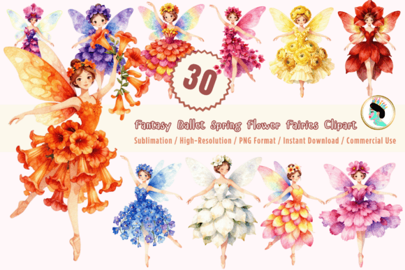 Download Flower Fairy Watercolor Clipart Bundle - Watercolor clipart bundle Collection