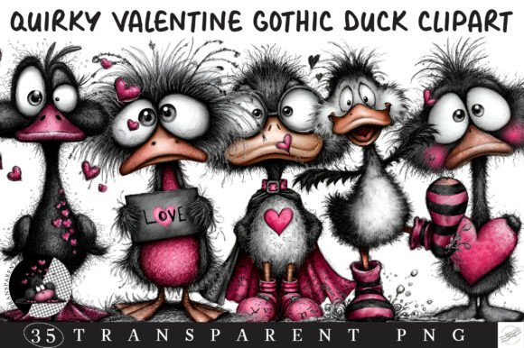Download Quirky Valentine Gothic Duck Clipart - Premium Resources