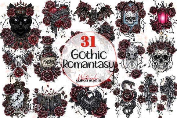 Download Elegant Gothic Watercolor Clipart Bundle - Watercolor clipart bundle Collection