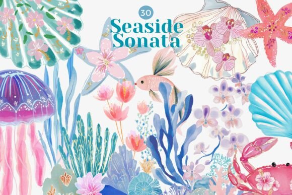 Download Coastal Watercolor Clipart Bundle - Watercolor clipart bundle Collection
