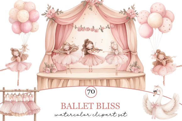 Download Pink Ballerina Watercolor Clipart Bundle - Watercolor clipart bundle Collection