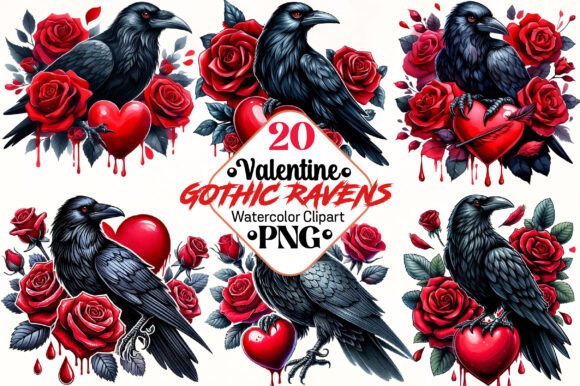 Download Valentine Gothic Ravens Clipart PNG - Premium Resources
